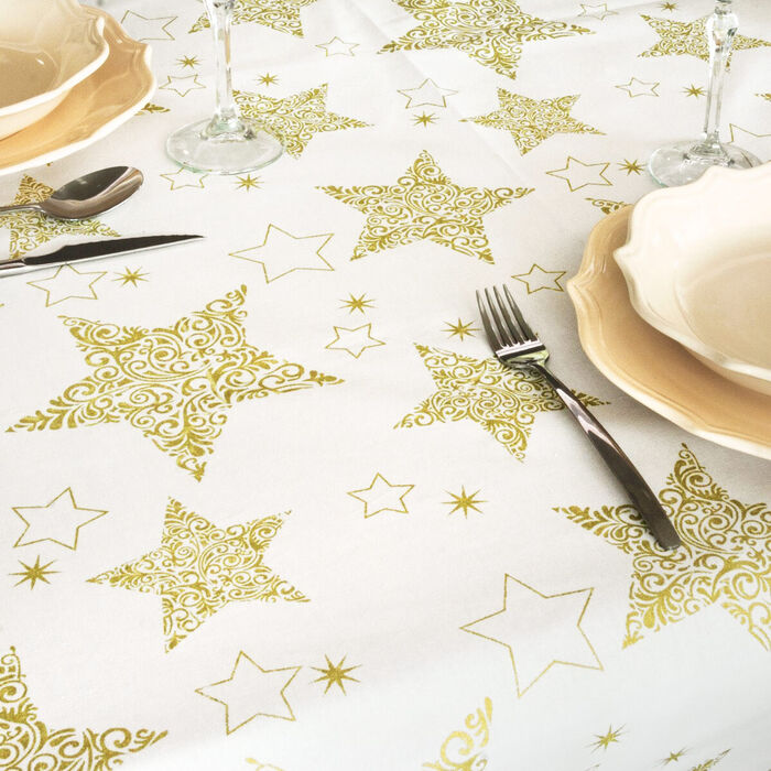 Toalha de mesa de Natal Gold Star - 100% Algodão