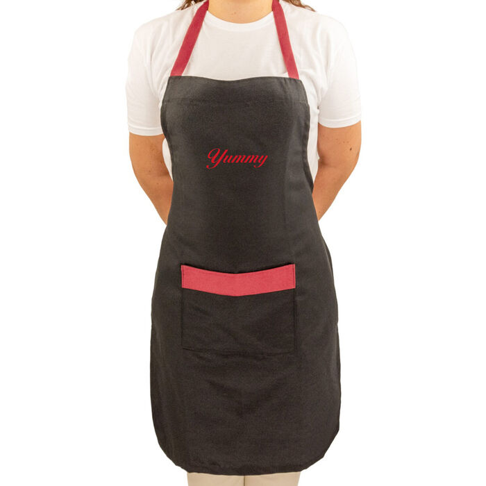 Black and bordeaux chest apron - Personalized