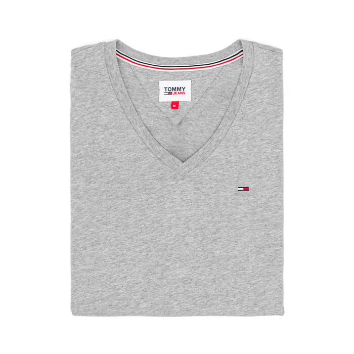 TOMMY HILFIGER - T-shirt com decote em V - Homem - Cinza