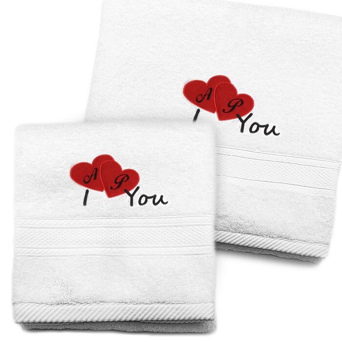 Conjunto toalhas de banho I Love You - Personalizado