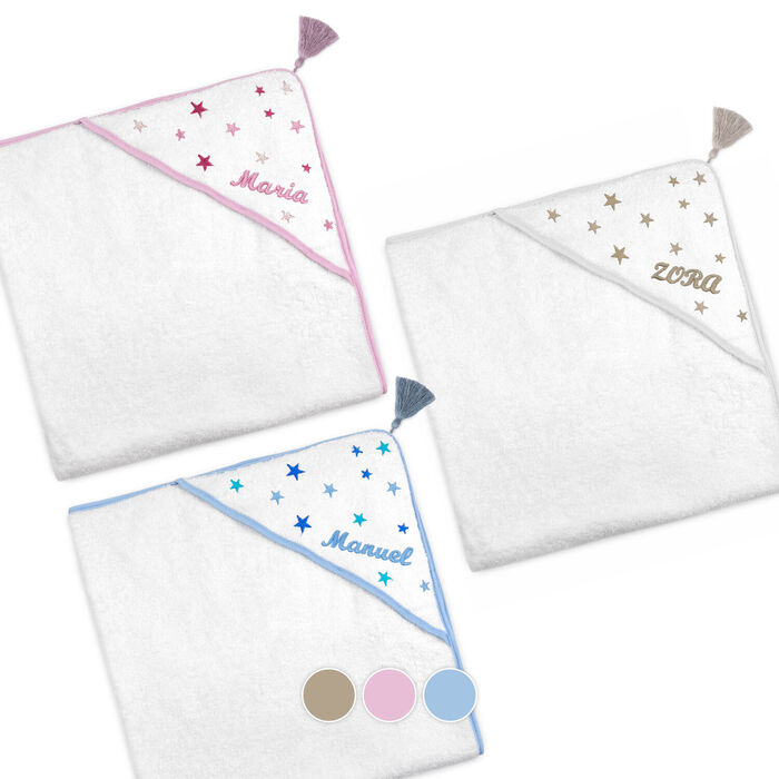 Hooded baby towel Stars - Personalized