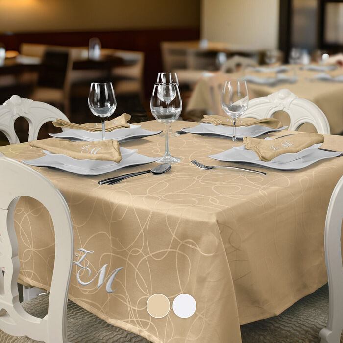 Lines anti-stain tablecloth and napkins - Personalized