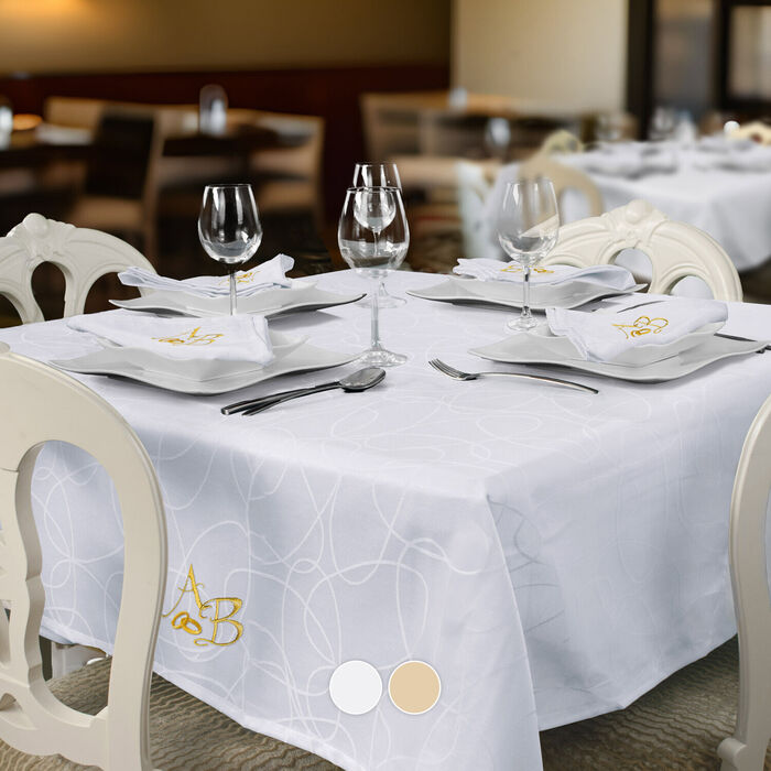 Tablecloth and napkins Lines Wedding and Anniversary - Personalized