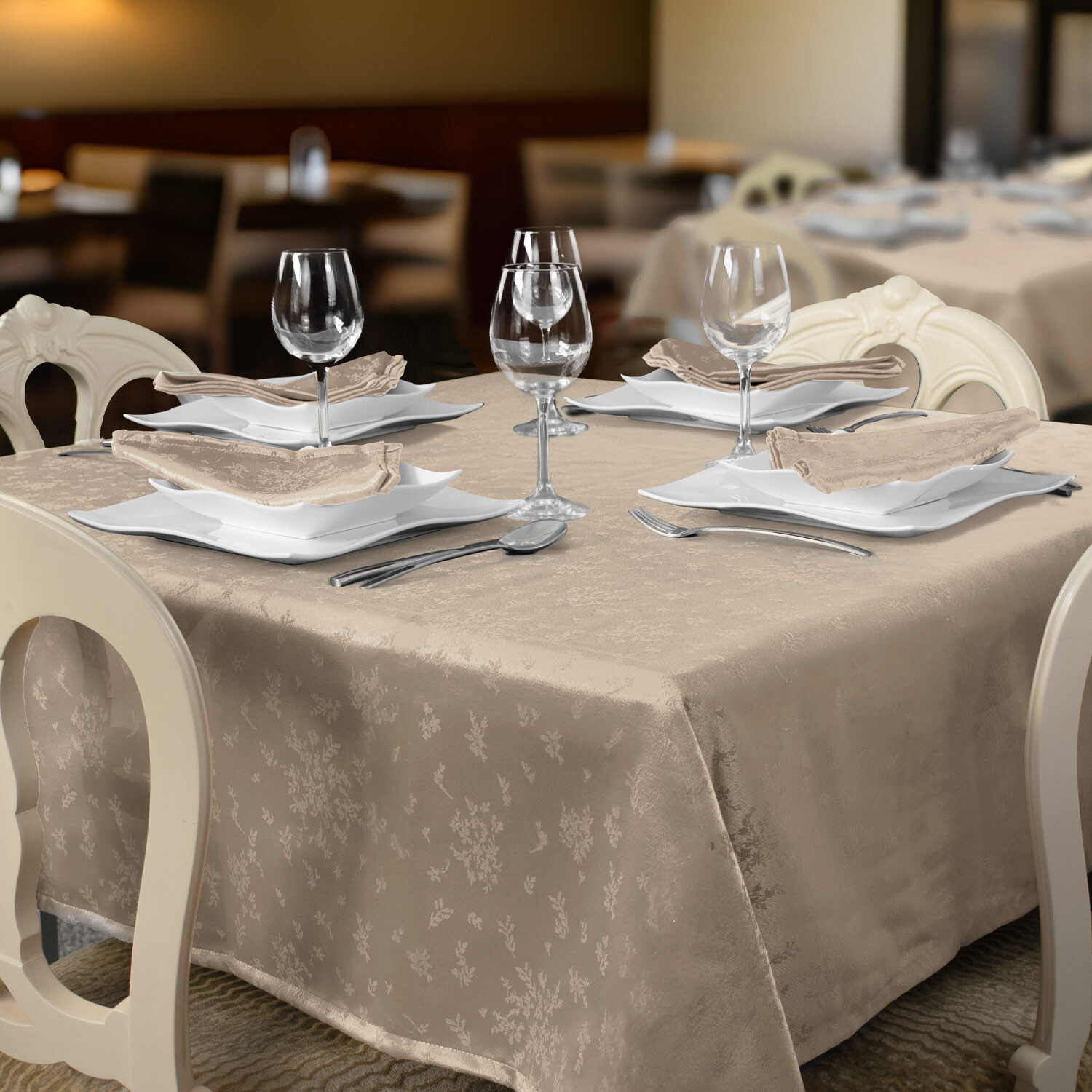 Lille anti-stain restaurant tablecloths - Taupe