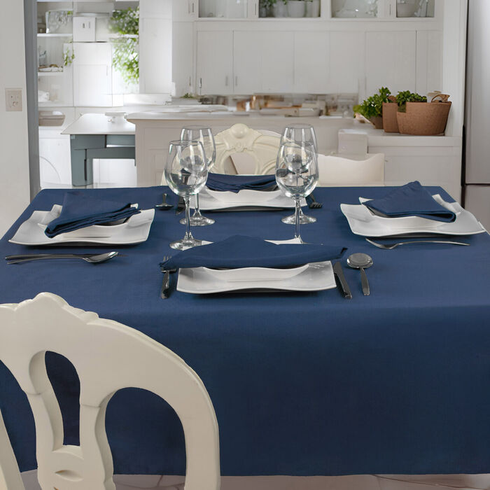 Toalha e guardanapos de mesa anti-nódoa Liso - Azul