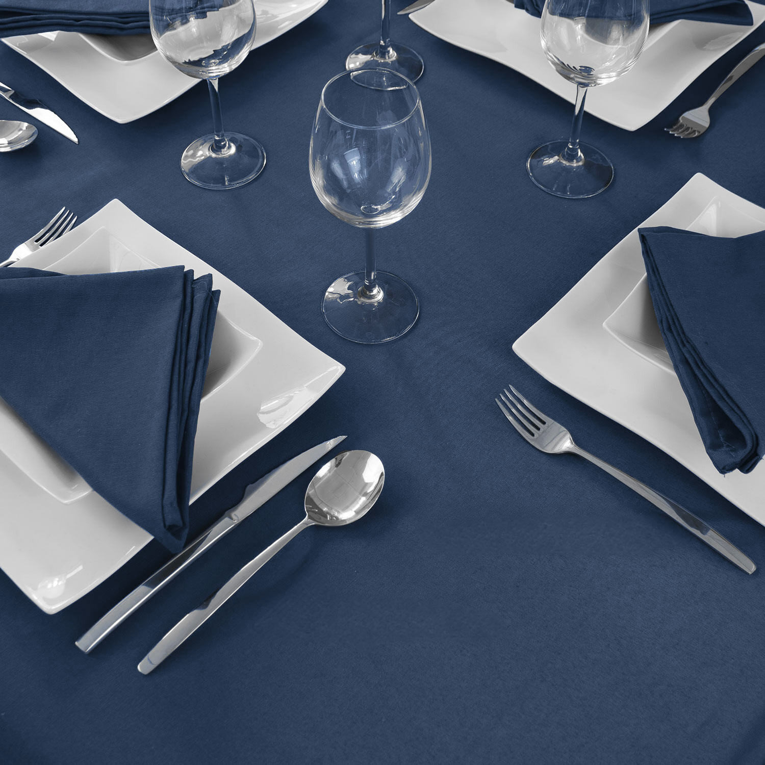 Plain anti-stain restaurant tablecloths - Blue