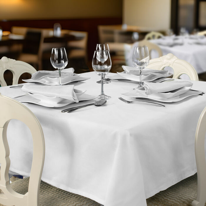 Plain anti-stain restaurant tablecloths - White