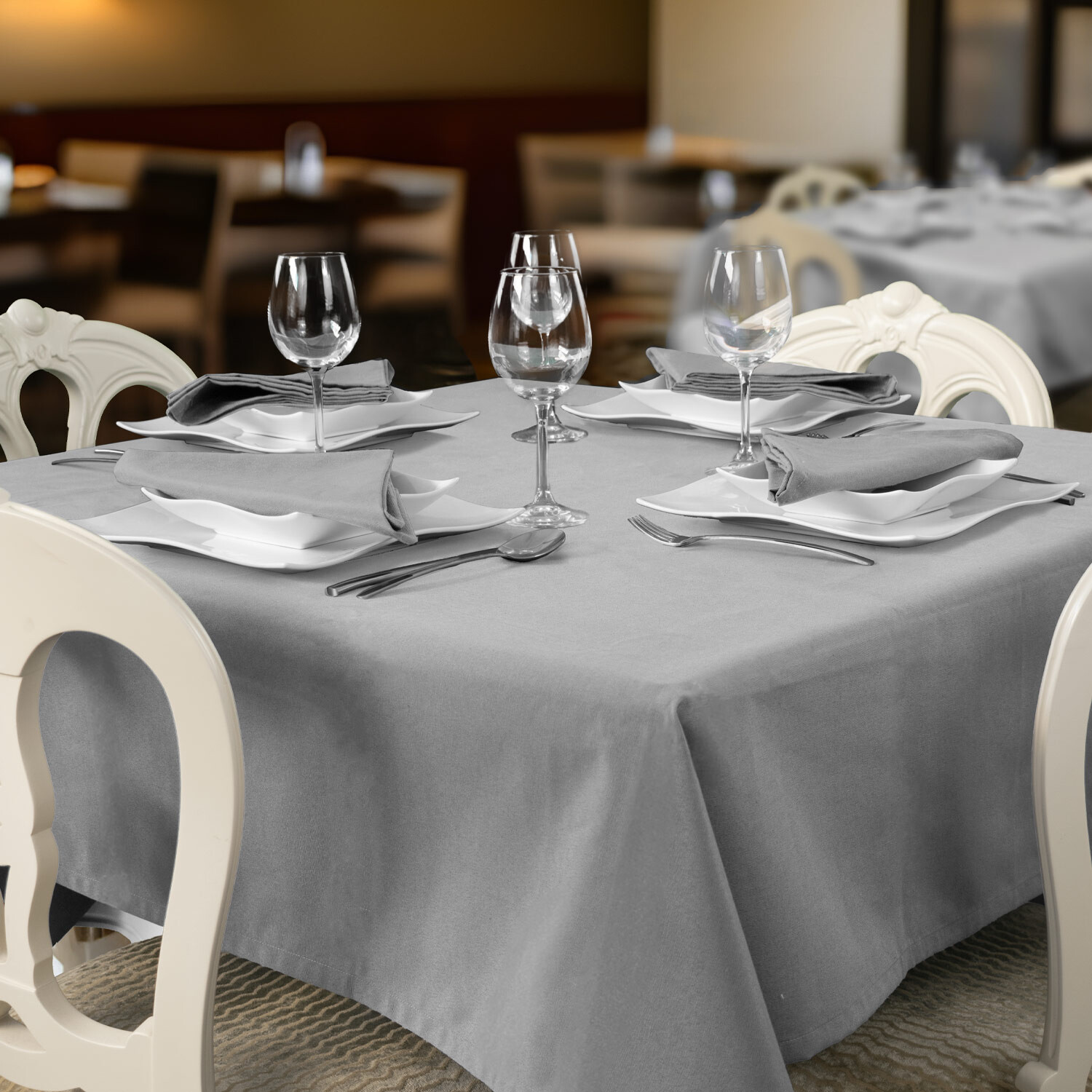 Plain anti-stain restaurant tablecloths - Grey