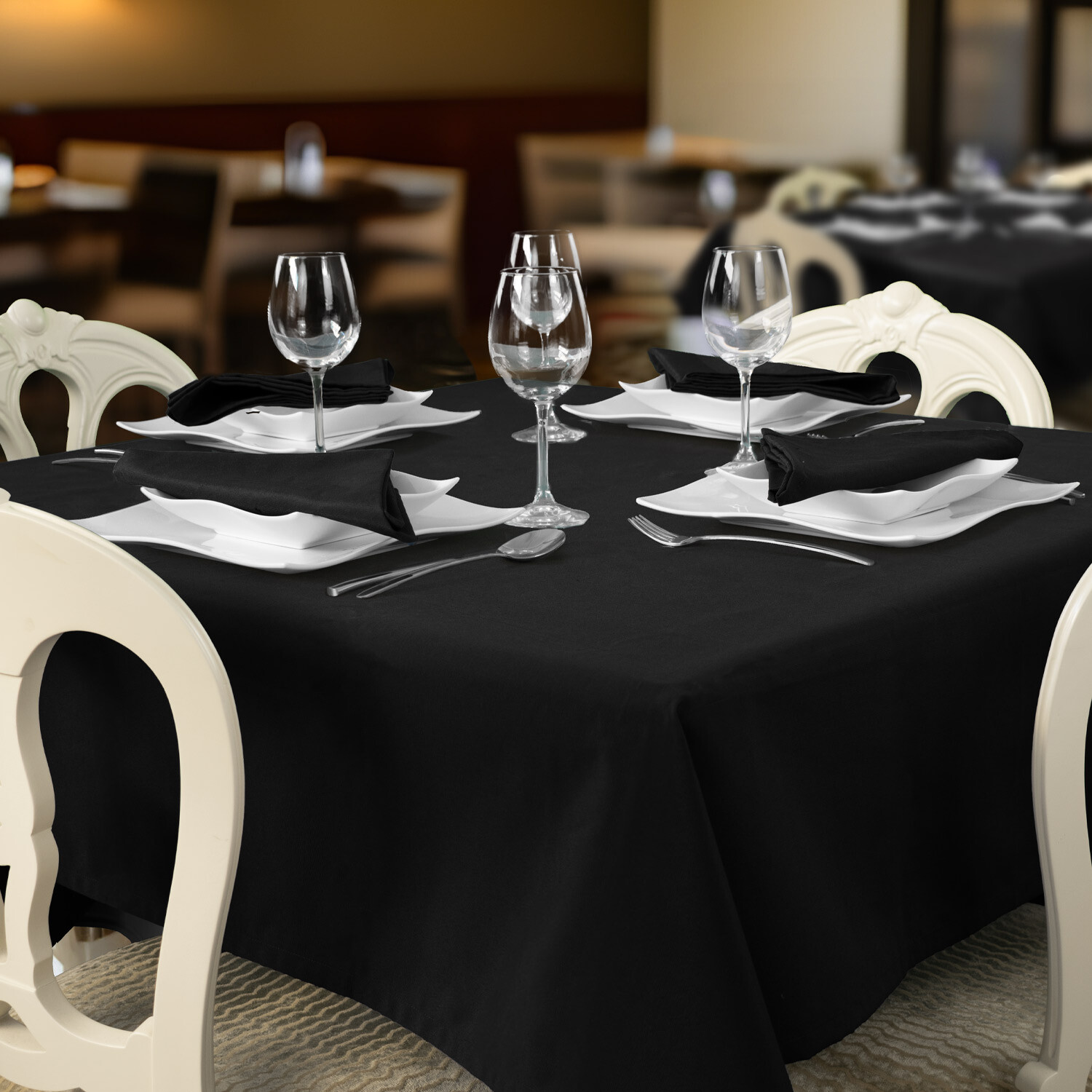 Plain anti-stain restaurant tablecloths - Black