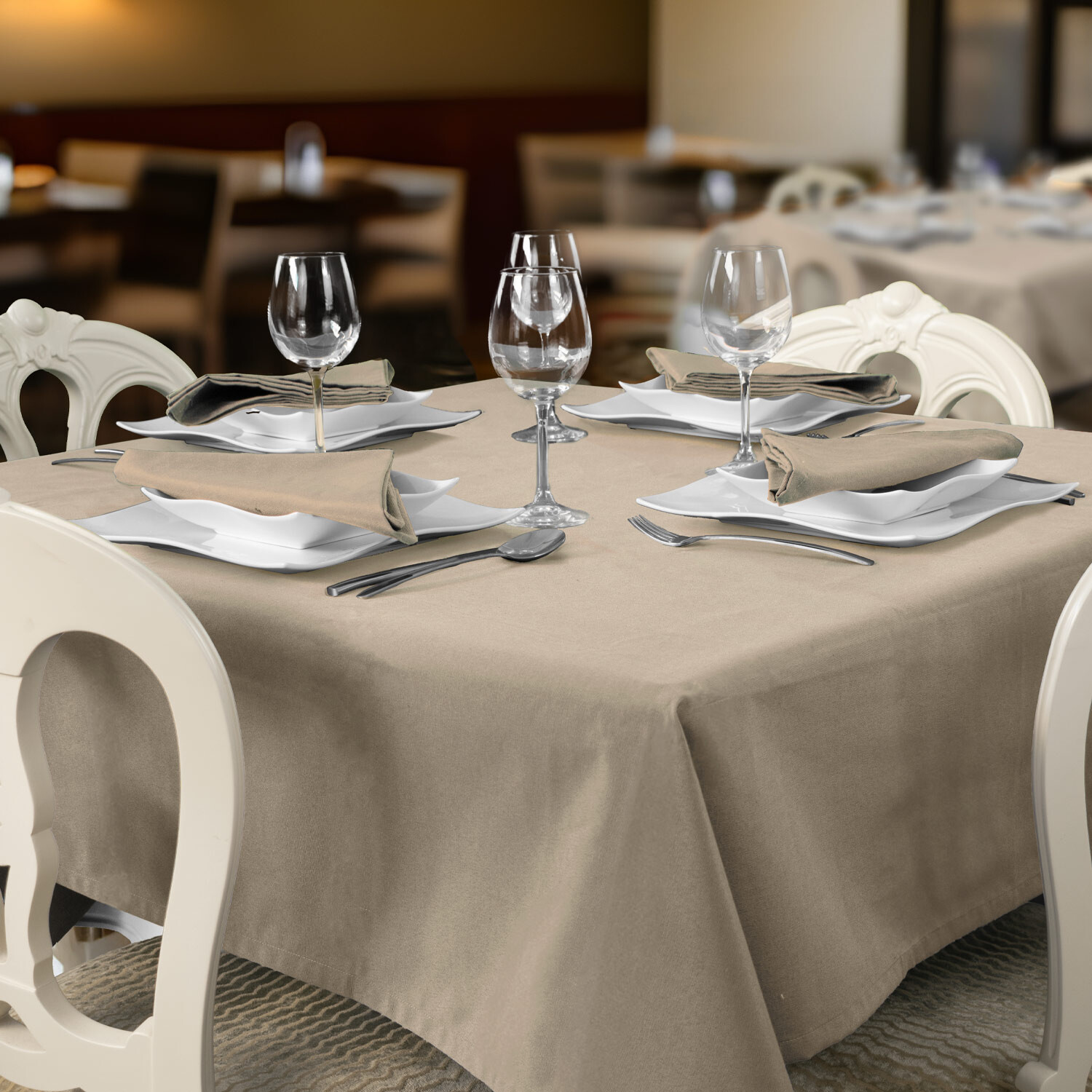 Plain anti-stain restaurant tablecloths - Taupe