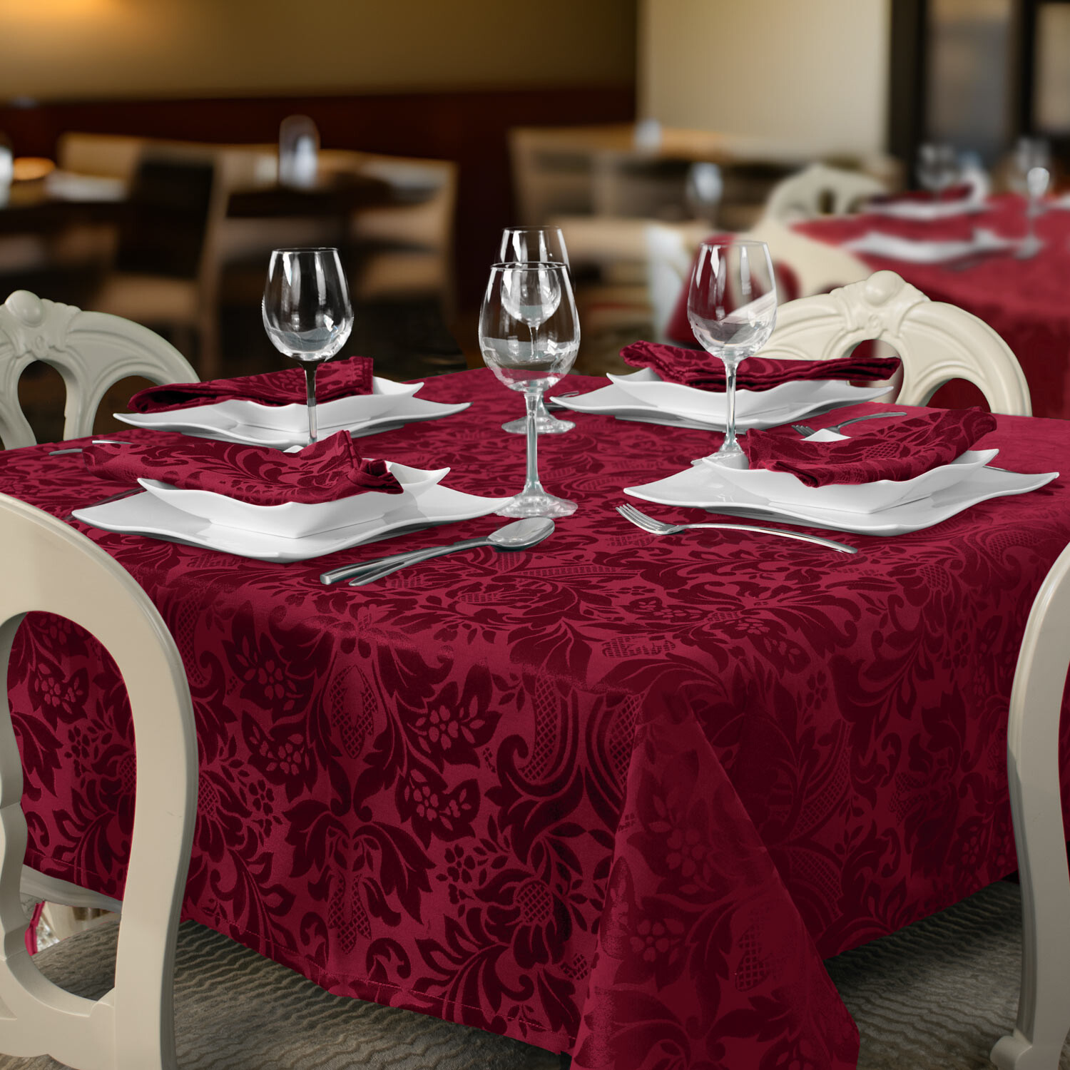 Milano anti-stain restaurant tablecloths - Bordeaux