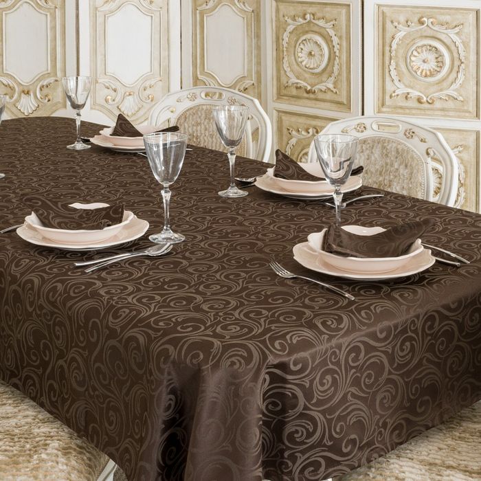 Toalha e guardanapos de mesa anti-nódoa Lyon - Chocolate