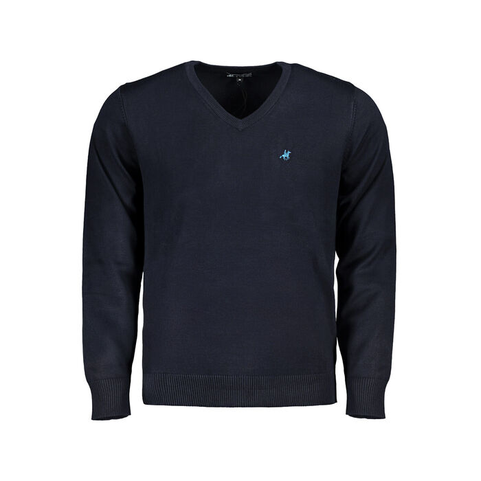 U.S. GRAND POLO - Camisola de malha com decote em bico - Homem - Azul Marinho