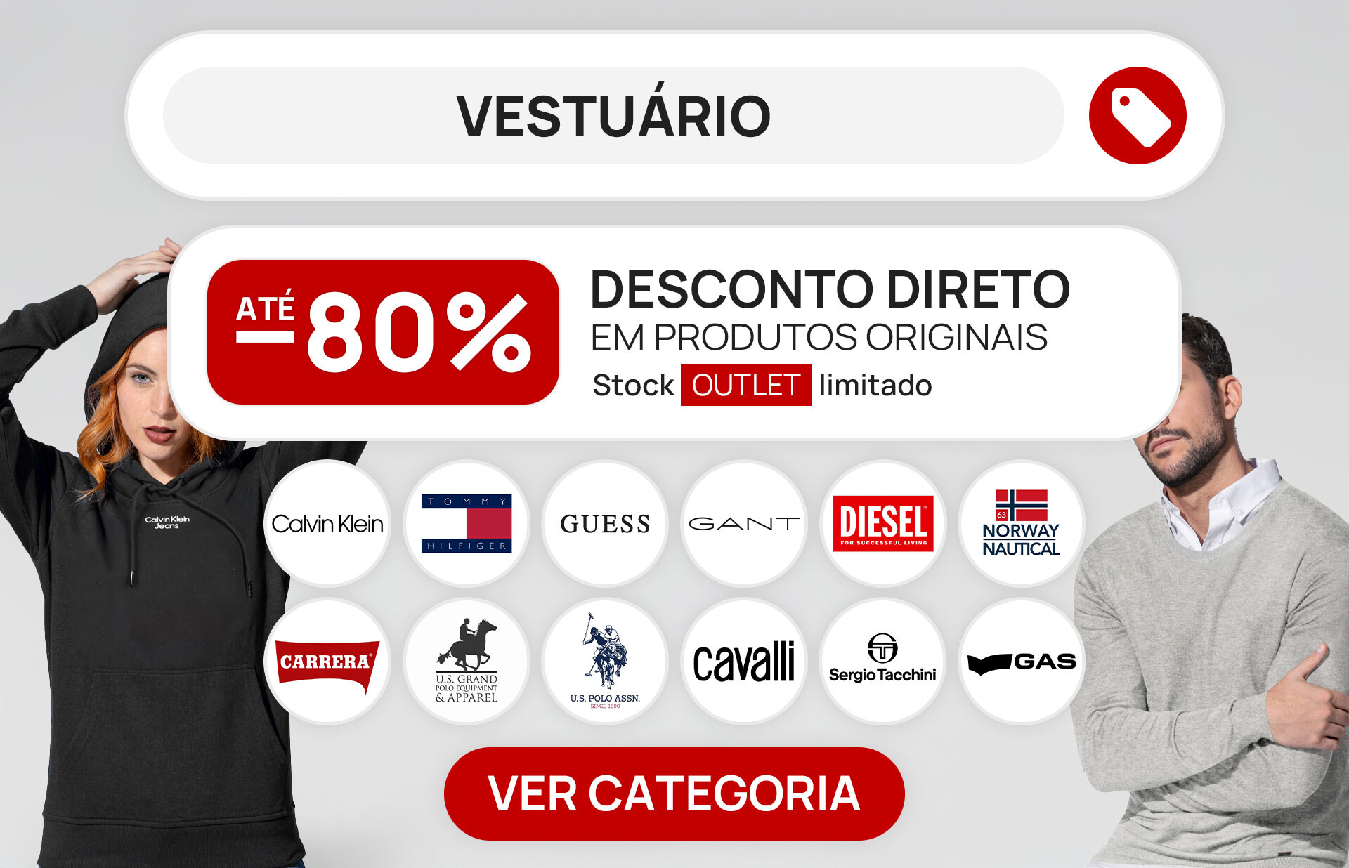 Promoções até 80% em Vestuário de Marca