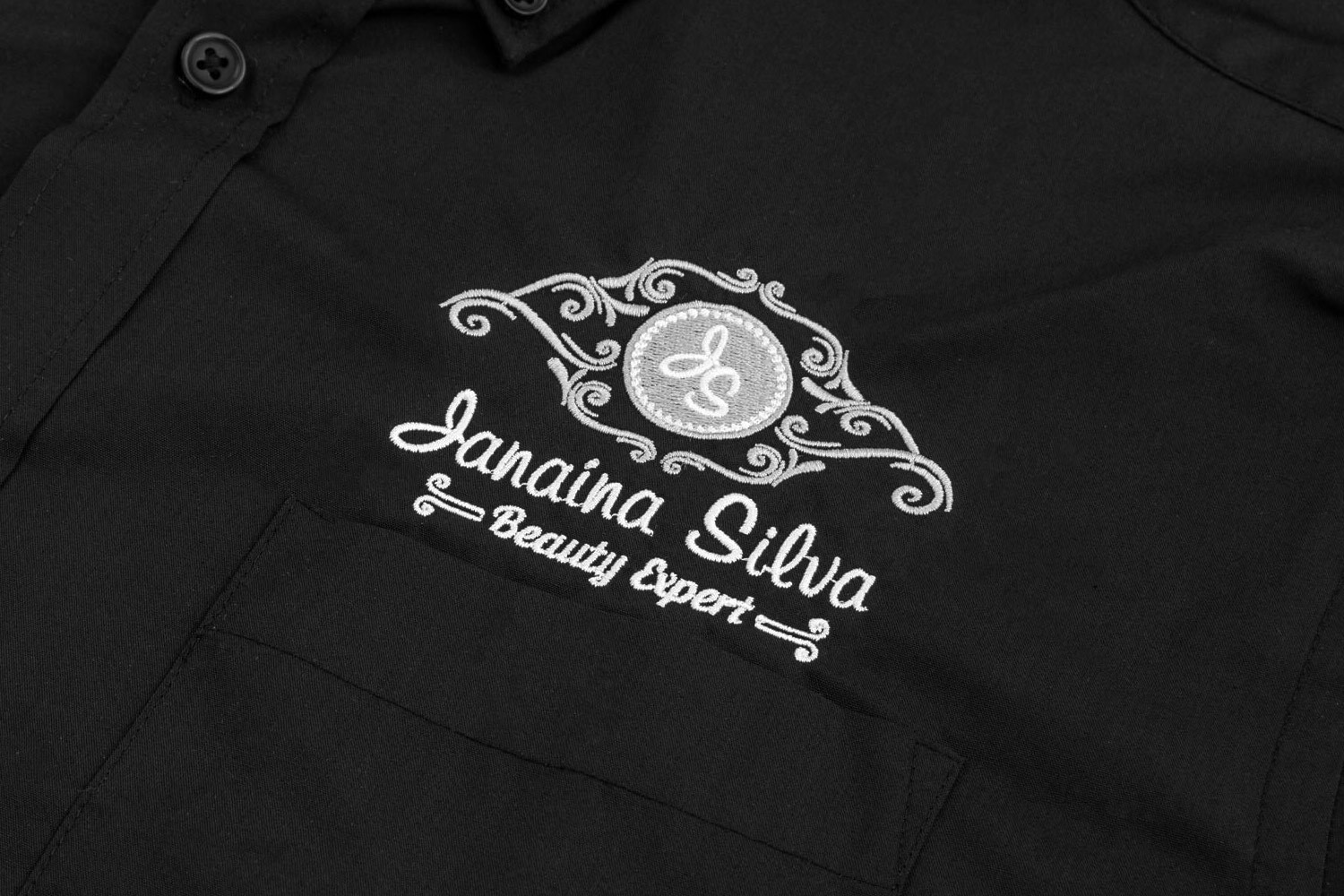 black shirt with embroidered logo
