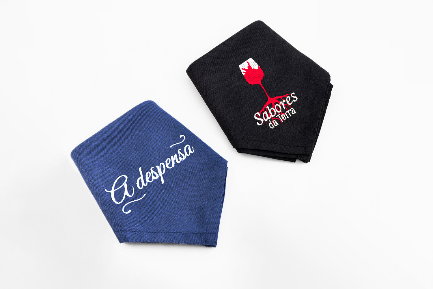 blue black restaurant napkin with embroidered logo