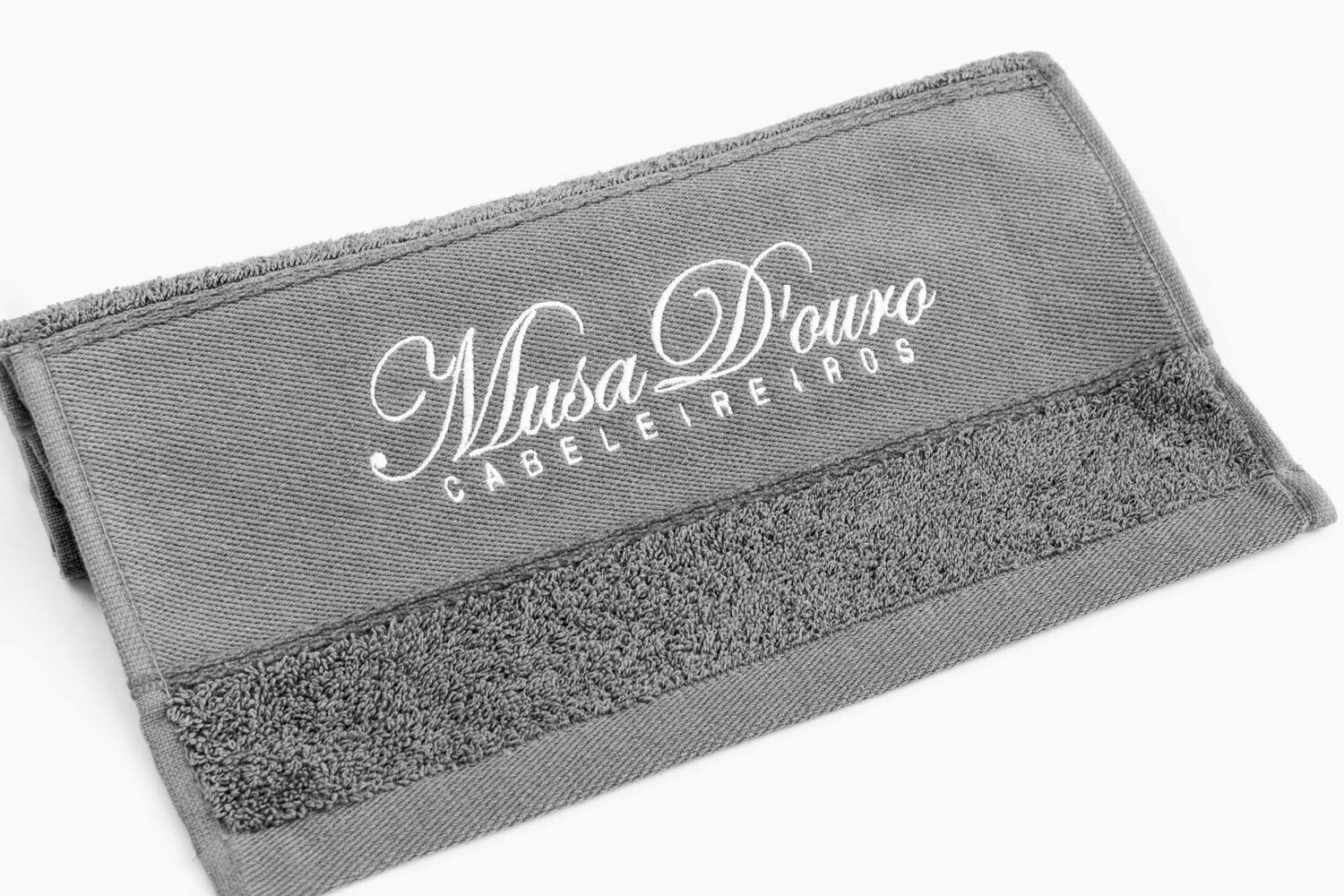 gray hair salon bath towel with embroidered logo