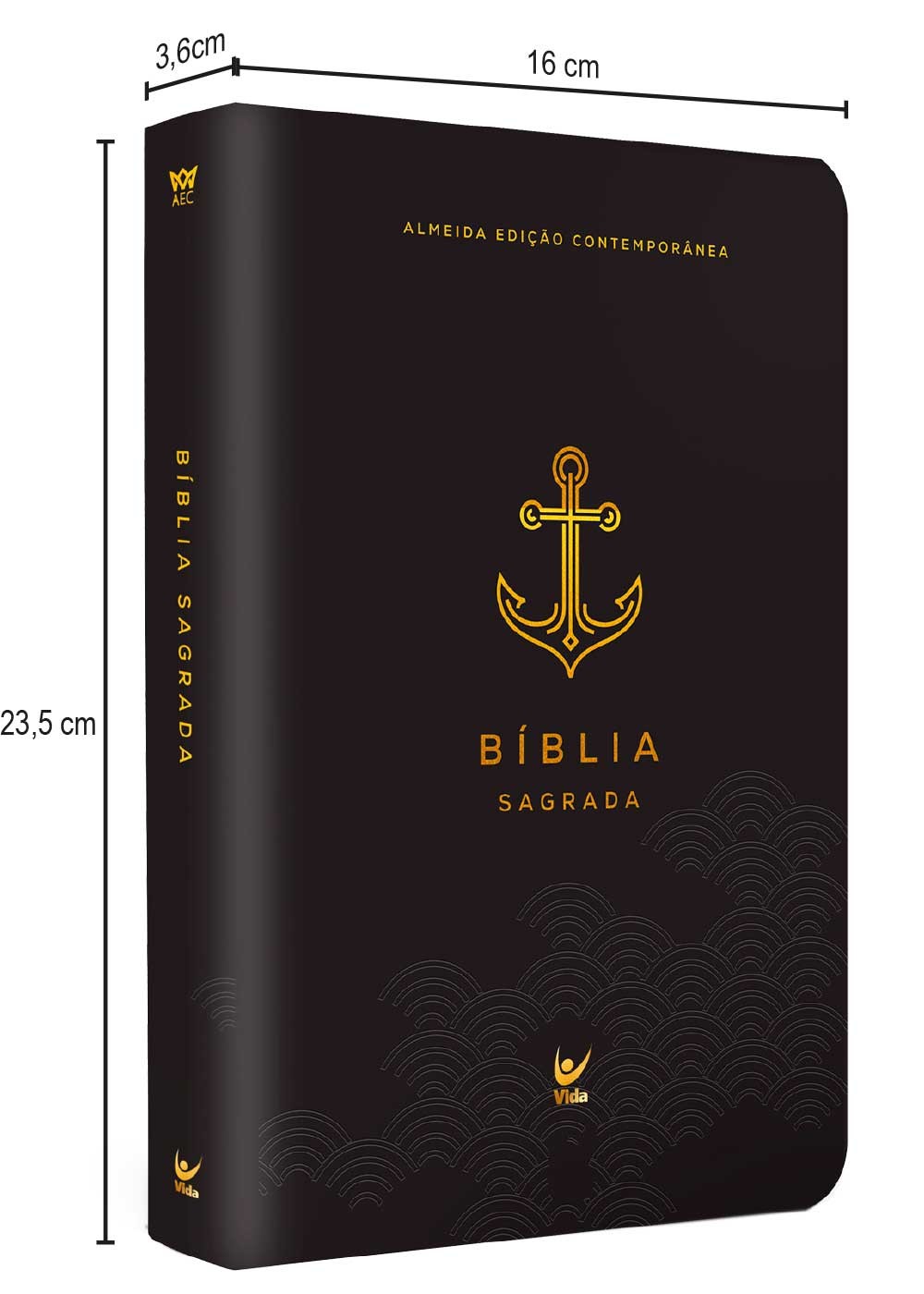 Biblia Sagrada AEC Letra Gigante Capa PU Preta Ancora
