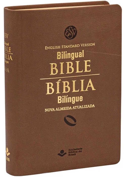 Biblia Bilingue Português (NAA) Inglês (ESV) Castanho