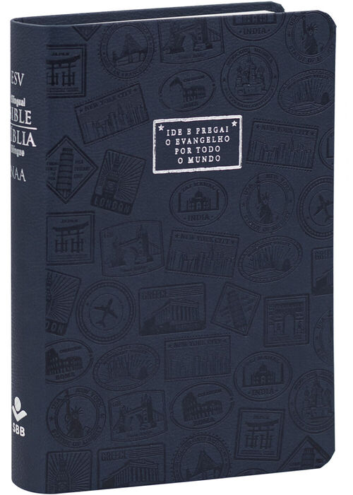 Biblia Bilingue Português (NAA) Inglês (ESV) Azul