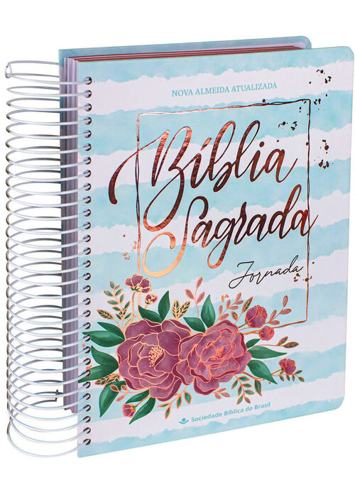 Biblia Sagrada (NAA) Jornada Espiral Aguarela Azul