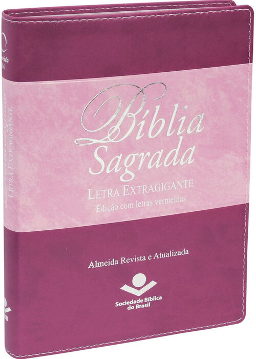 Biblia Sagrada (ARA) Letra Extra Gigante - Rosa e Vinho c/ Indice Letras Vermelhas