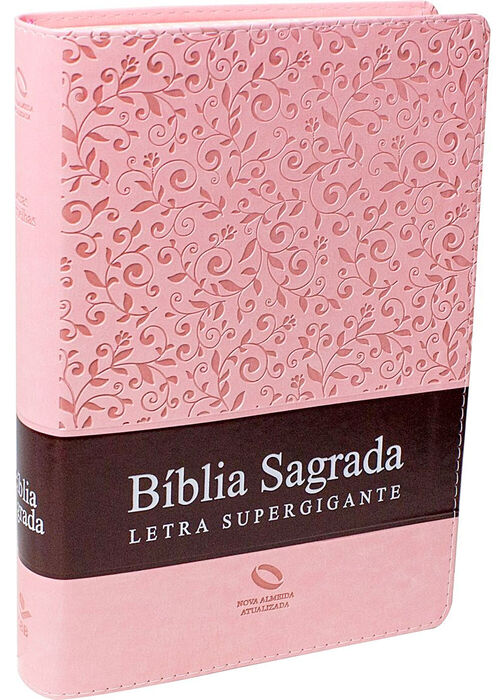 Biblia Sagrada (NAA) Letra Super Gigante - Rosa Renda c/ Indice Beiras Floridas