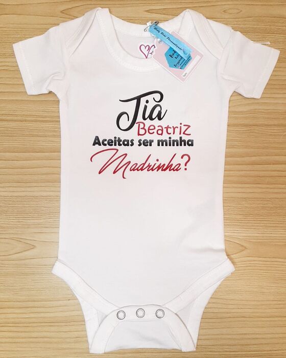 Aceitas ser minha madrinha - body bebe personalizado
