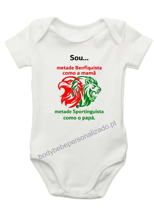 body bebe metade benfica metade sporting personalizado