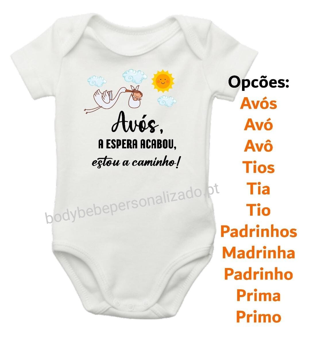 Body Avós a Espera Acabou Personalizado para Revelar Gravidez 