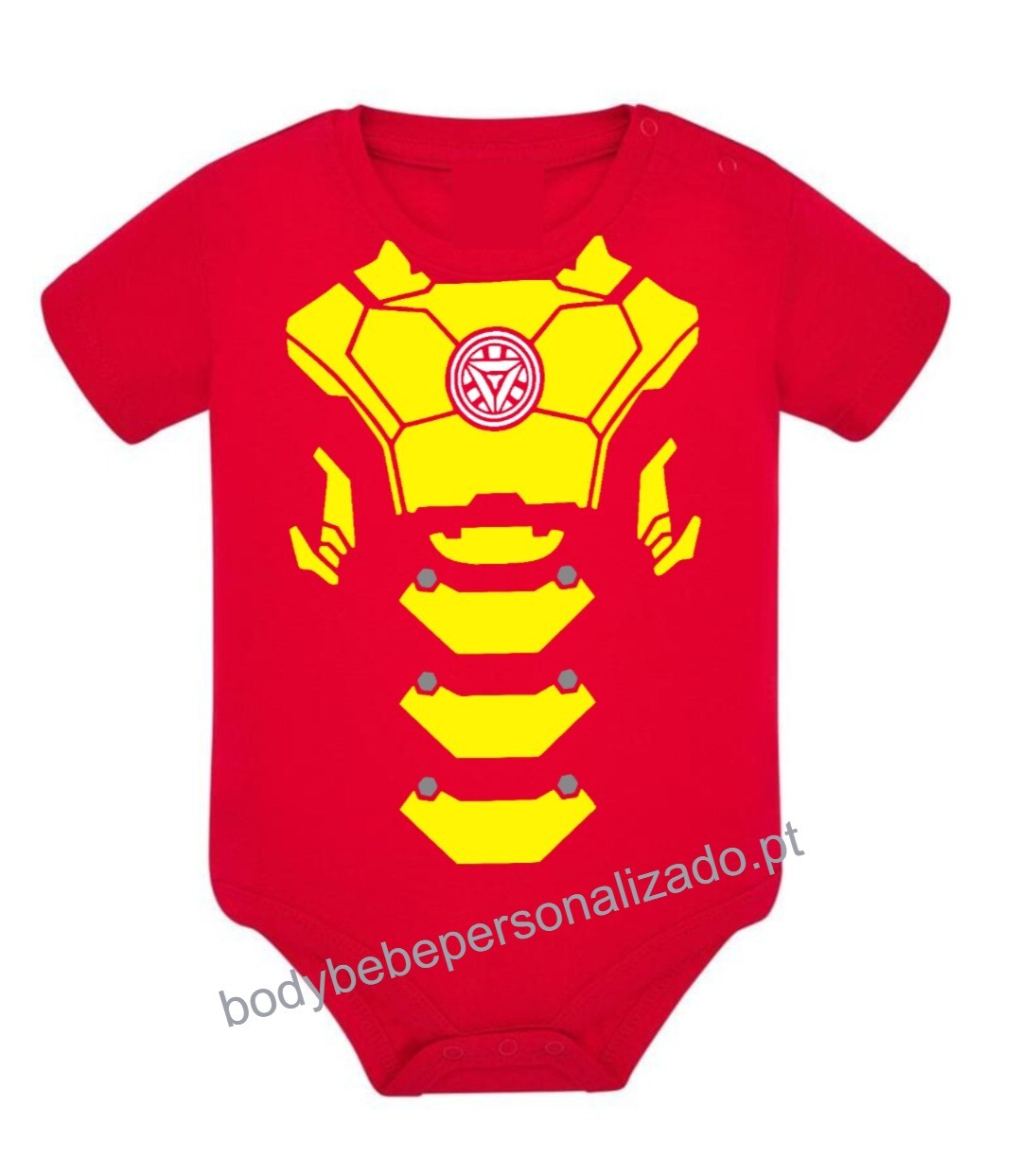Body Homem de Ferro Personalizado para Bebé – Super-Herói Marvel