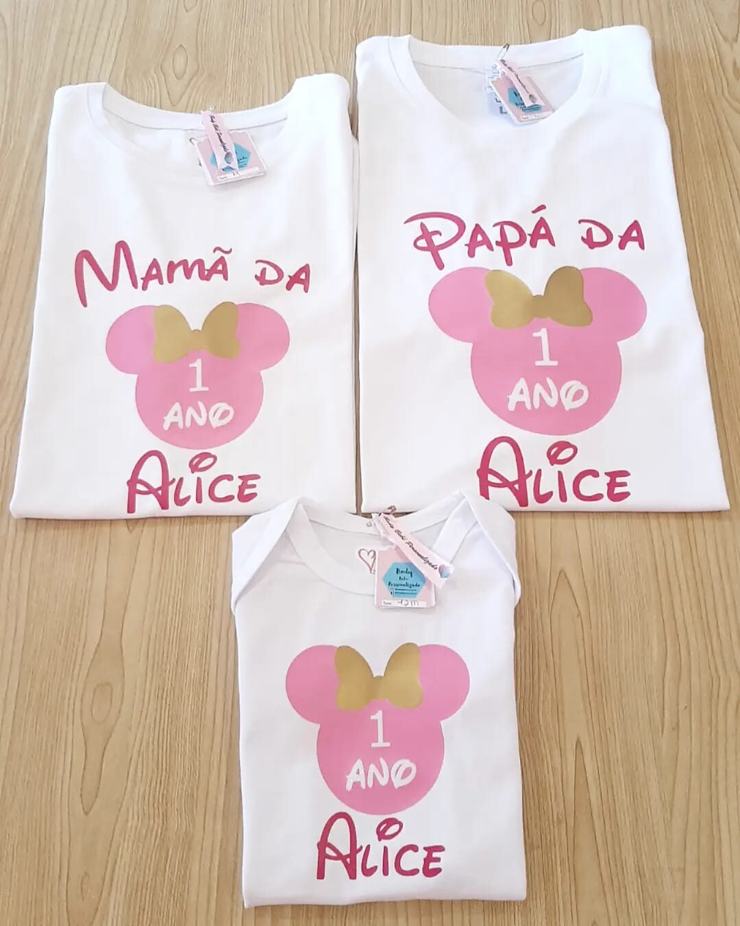 Família Minnie Rosa 2 - prenda para família