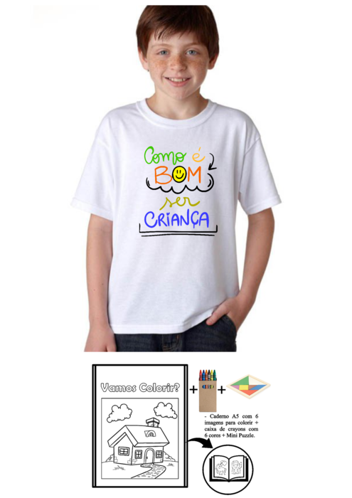 t-shirt Kit como é bom ser criança menino