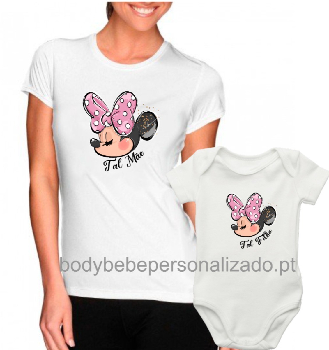mae e filha minnie - body e tshirt dia da mae