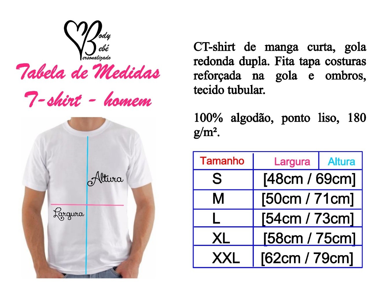 tabela de medidas T-Shirt O melhor padrinho do mundo