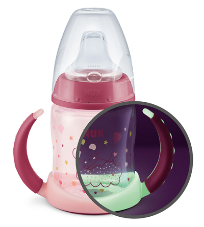 Nuk Biberão First Choice + 150ml Brilha No Escuro Bocal Silicone 6-18m - Rosa