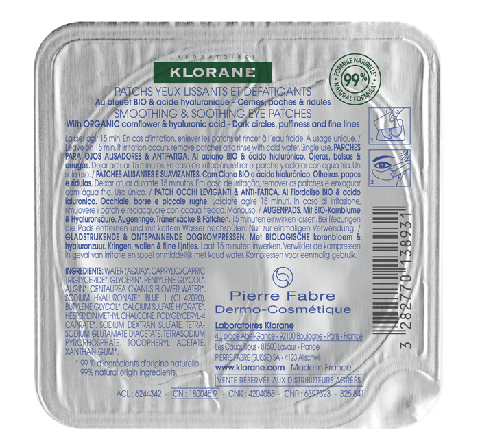 Klorane Patches Alizantes Suavizantes Ciano Bio x1