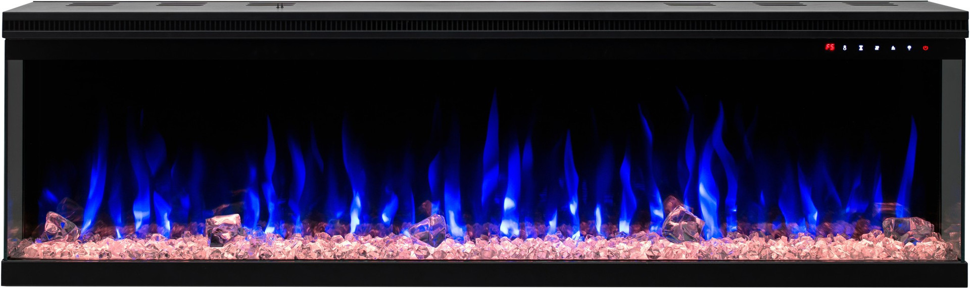Lareira elétrica Alpbach, 1800W, 2 níveis de calor, 65x51,5x14 cm, efeito de chama realista com brasas, janela de visualização, moldura  feita de resina, deteção Open Window, brilho ajustável