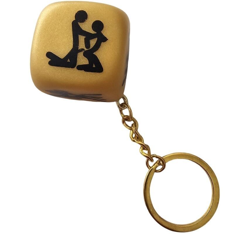 DIABLO PICANTE - CHAVEIRO DADO DOURADO COM POSES