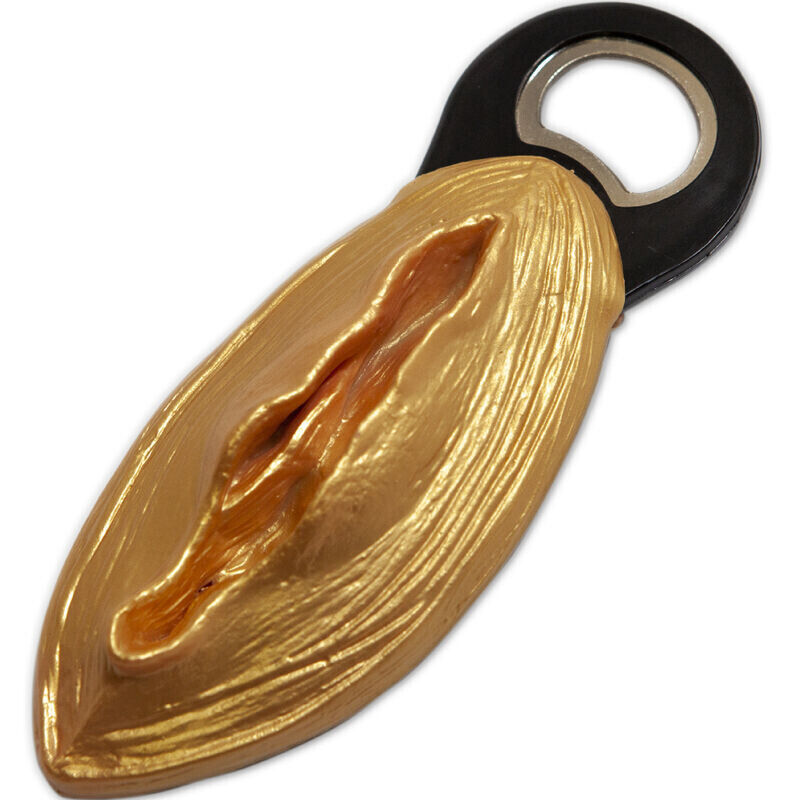 DIABLO PICANTE - ABRIDOR PRETO DOURADO EM FORMA DE VAGINA