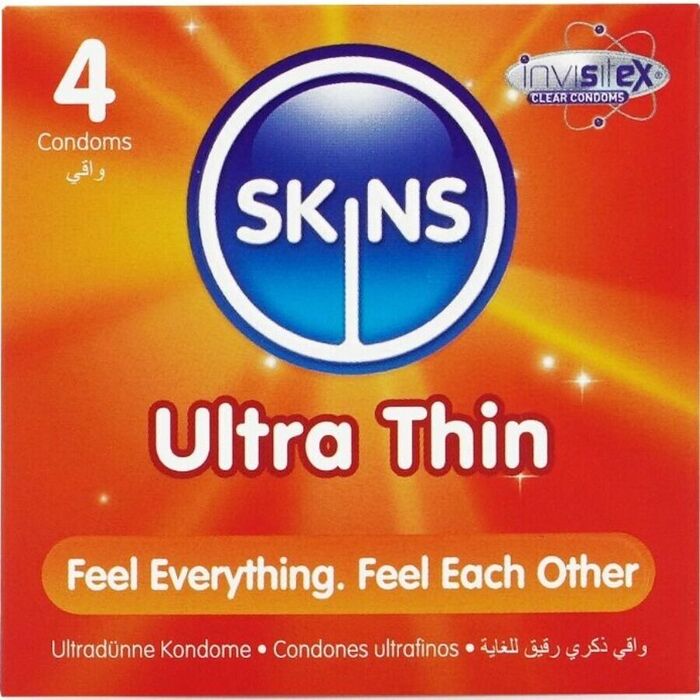 SKINS - PRESERVATIVOS ULTRA FINOS PREMIUM PACOTE COM 4