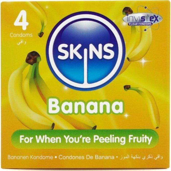 SKINS - PRESERVATIVOS BANANA PREMIUM PACOTE 4