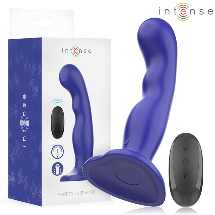 INTENSE - VIBRADOR SHORTY COM VENTOSA AZUL CONTROLE REMOTO