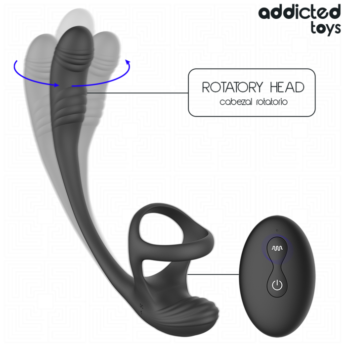 ADDICTED TOYS - PLUG ANAL COM VIBRAÇÃO, OSCILAÇÃO 360º E ESTIMULADOR DE TESTÍCULOS