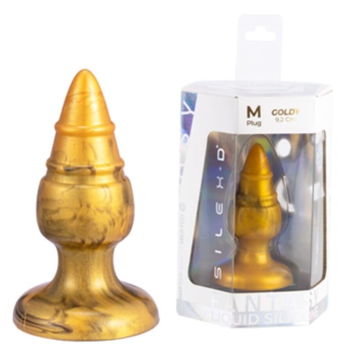 SILEXD - GOLDY PLUG ANAL FANTASY DE SILICONE LÍQUIDO TERMOREATIVO DOURADO 9,2 CM
