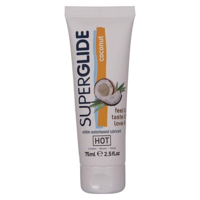 HOT - SUPERGLIDE LUBRIFICANTE COMESTÍVEL À BASE DE ÁGUA COM COCO 75 ML