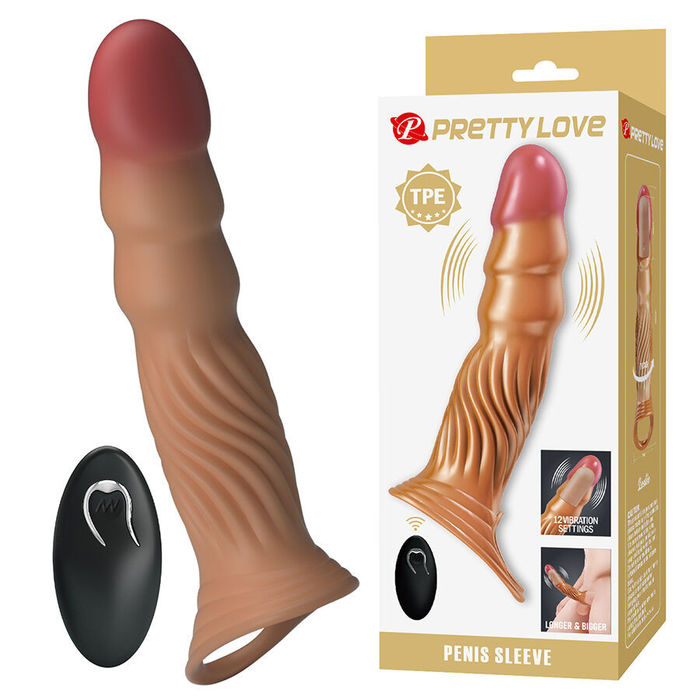 PRETTY LOVE - CAPA PENIANA TEXTURIZADA COM VIBRAÇÃO E CONTROLE REMOTO