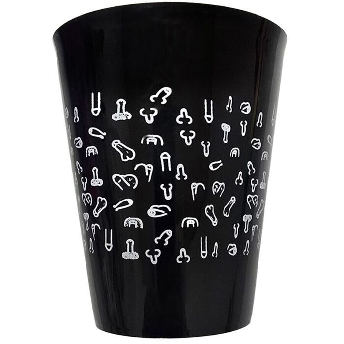 DIABLO PICANTE - COPO PRETO 500 ML COM PÊNIS BRANCOS