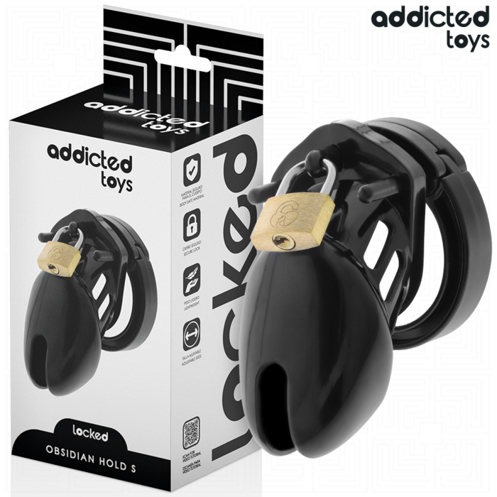 ADDICTED TOYS LOCKED - GAIOLA DE PÊNIS DE OBSIDIANA TAMANHO S