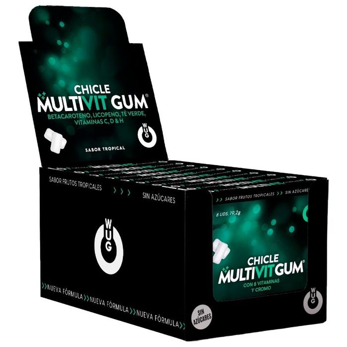 WUG GUM - MULTIVIT C, H, D, BETA-CAROTENO, LICOPENO E CHÁ VERDE | EXPOSITOR 12 X 8 UNIDADES
